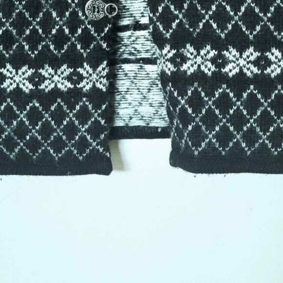 Vintage 90s Gap Wool Vest sz M Fair Isle Nordic Metal Clasp Front Mid Length - Picture 10 of 10